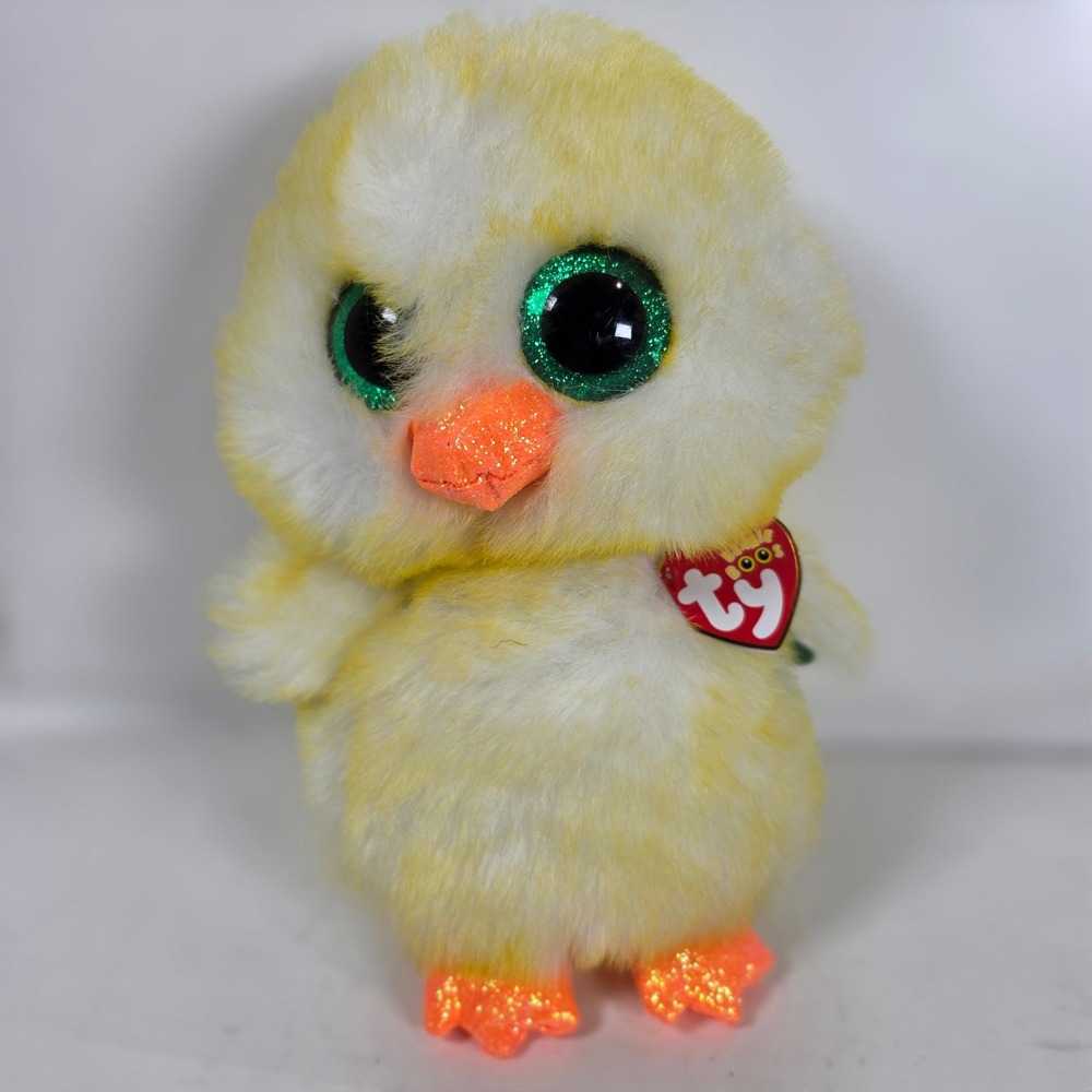 Ty Beanie Boos Lemon Drop Yellow Chick 6 inch 2020 Easter Plush Glitter Eyes Tag